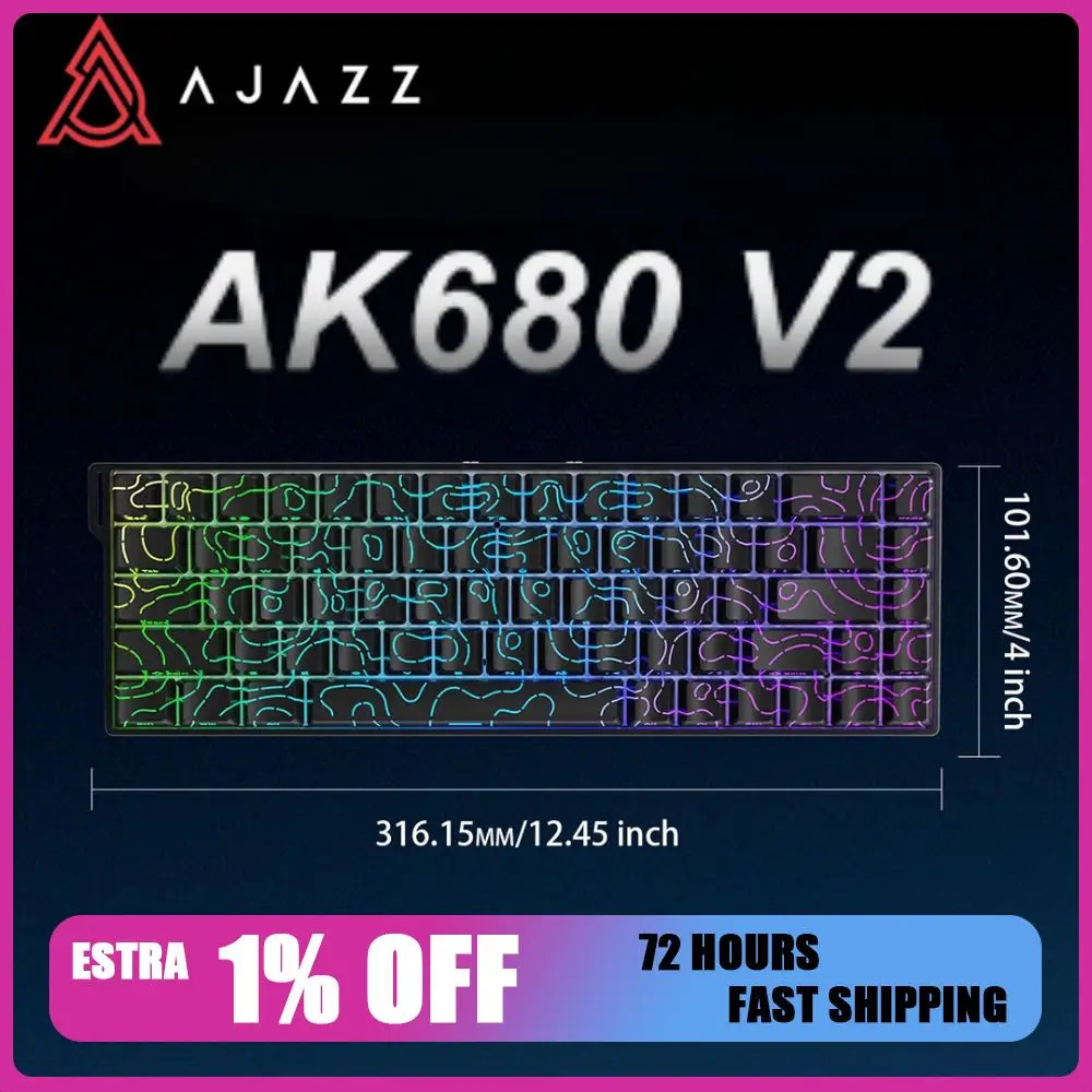 

Клавиатура Ajazz AK680 V2 с магнитным переключателем, 68 клавиш, 8K, скорость опрокидывания, позиционирующая пластина из алюминиевого сплава, игровая механическая клавиатура