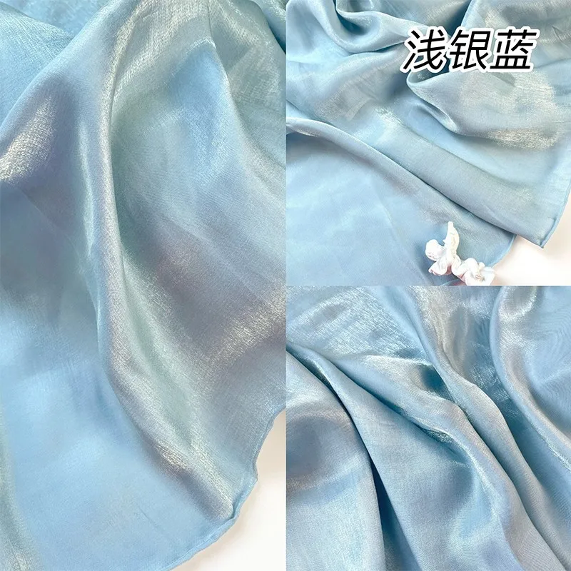 Blue-purple lustrous satin silk linen glass clothing fabric designer background handcrafted
