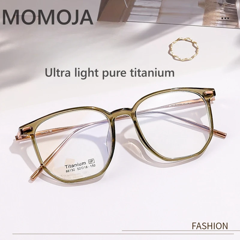 MOMOJA Ultra light retro fashion pure titanium multilateral women's glasses frame optical prescription eyeglass frame 86132