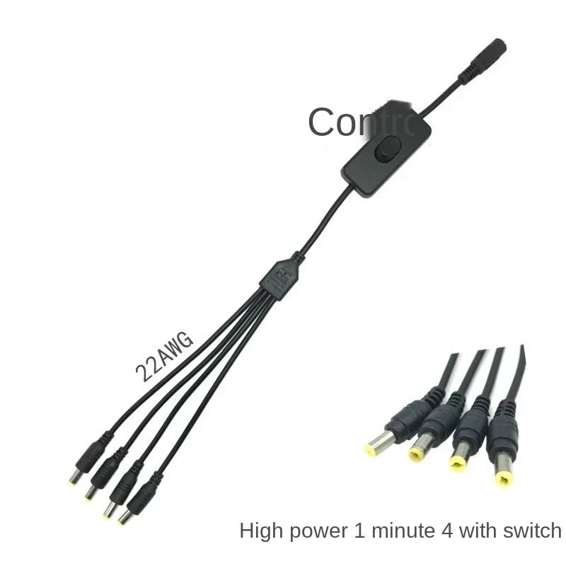 Kabel daya DC dengan saklar, 1 kabel daya DC dengan 4 saklar kontrol, DC 5,5*2.1, 1 menit 4 dengan saklar