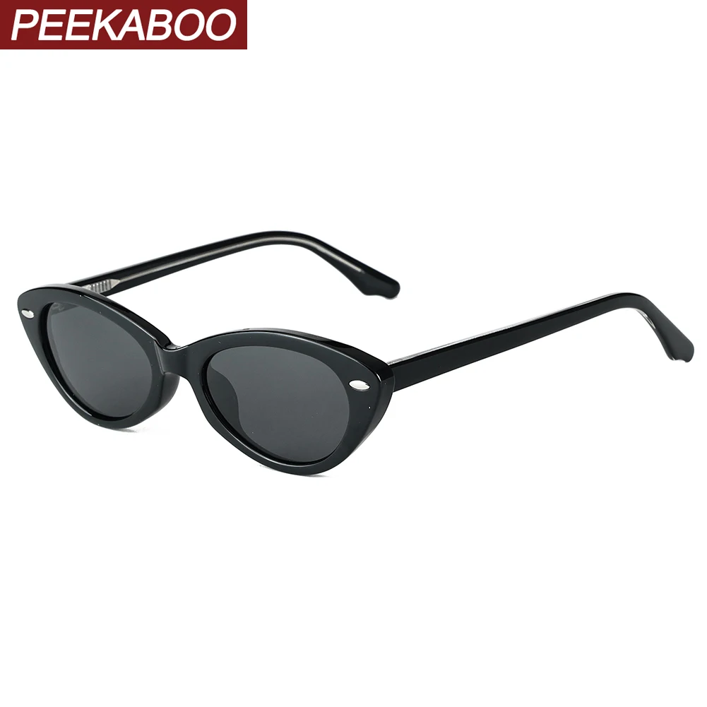

Peekaboo поляризационные солнцезащитные очки «кошачий глаз» в стиле ретро TR90 солнцезащитные очки в маленькой оправе для женщин ацетатные коричневые черные женские uv400