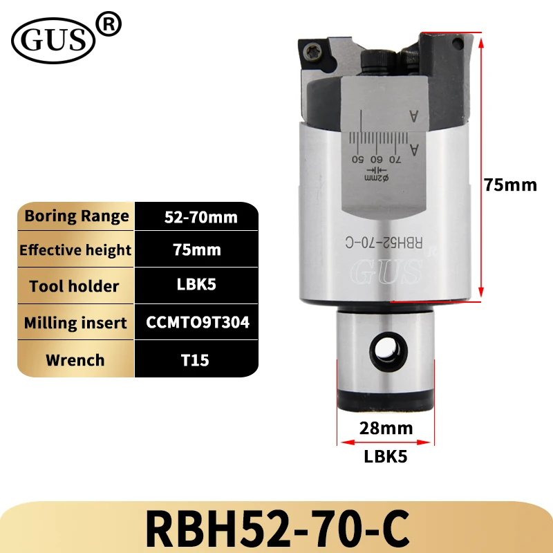 RBH Adjustable Double Edged Rough Boring Head RBH19-25 RBH25-33 RBH32-42 RBH40-55 RBH52-70 Boring Tools Bore CKB LBK1 2 3 4 5 6