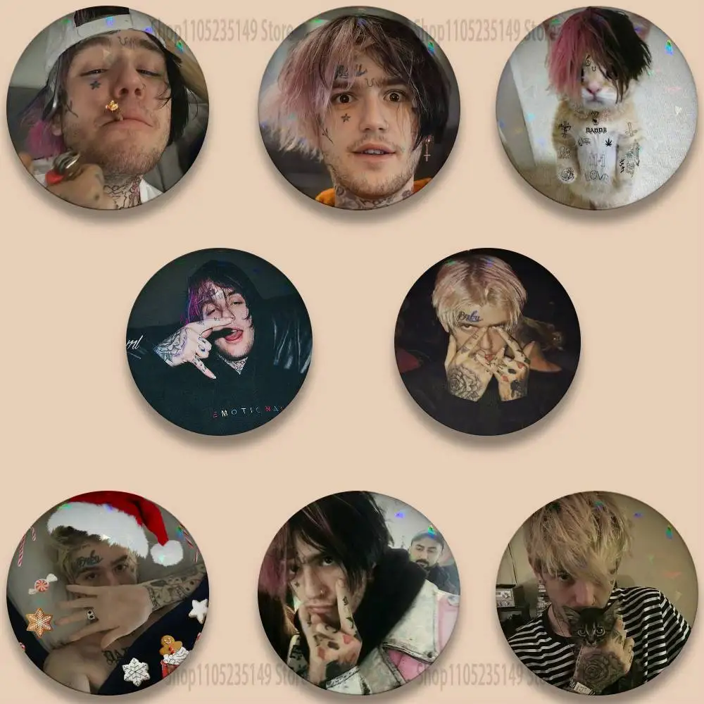 

Rapper Singer L-Lil Peep 58mm Round Cartoon Brooches Badge for Backpack Accessories Hat Decoration HD Print Handmade Gifts