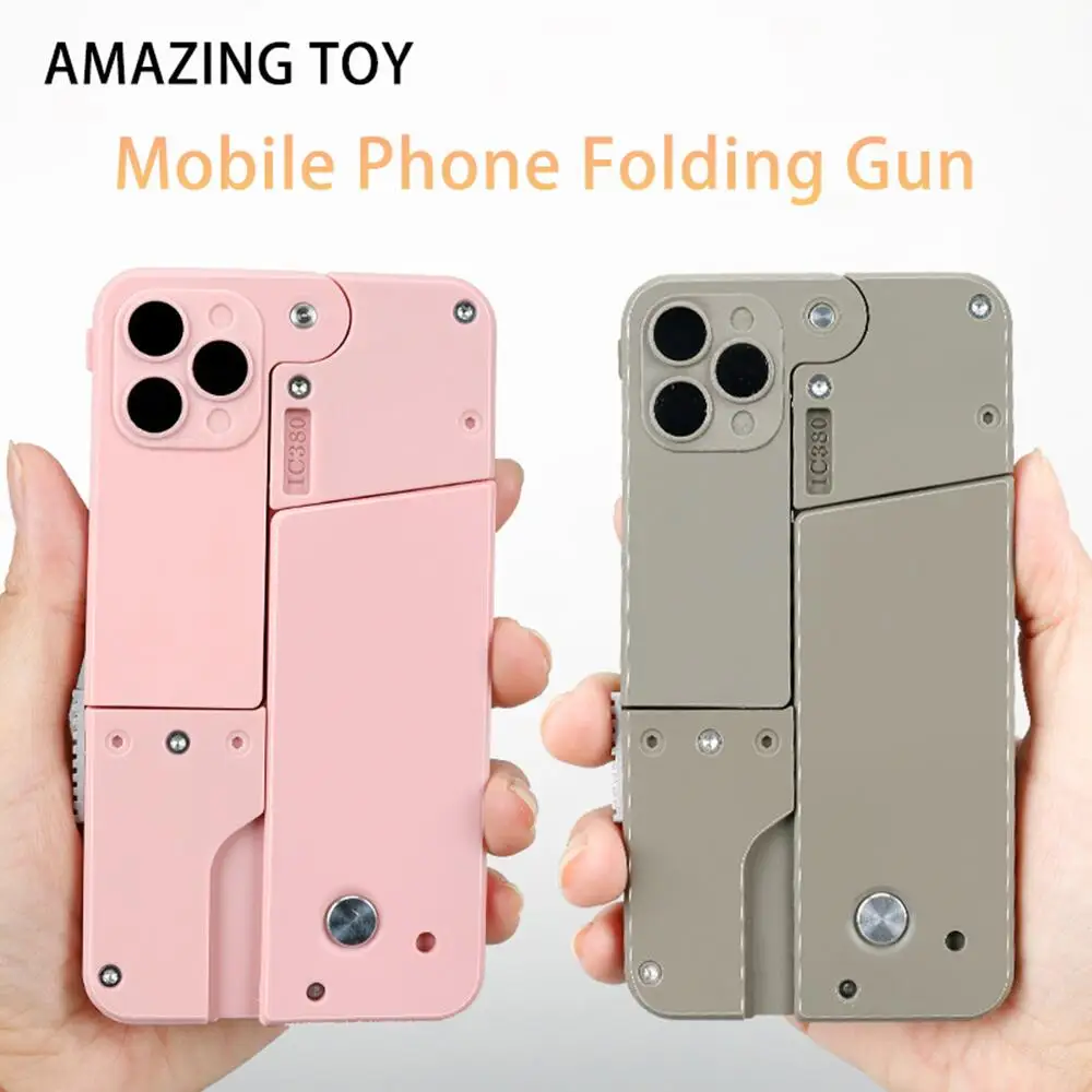 Creative Folding Pistol Bullet Automatic Pop Up Soft Bullet Toy Mobile Phone Appearance Gun For Game Battle For Kids Toys Gifts