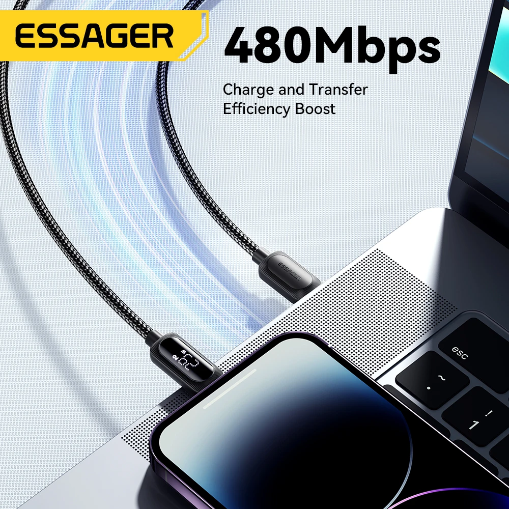 Essager USB C Cable For iPhone 14 13 12 11 Pro Max Xs Digital Display Wire PD 29W Fast Charging Type C To Lighting Data Cord