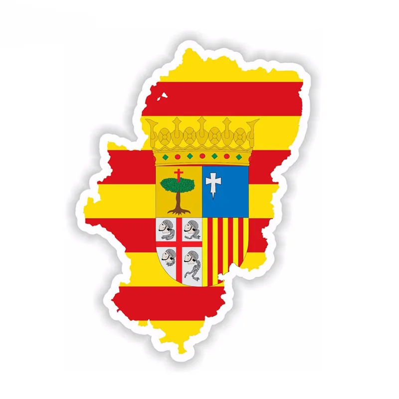 

Y622# Self-adhesive Decal For Aragon of Spain Map Flag Car Sticker Waterproof Auto Decors on Bumper Rear Window Laptop