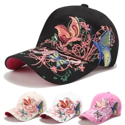 Sequins embroidered baseball cap butterfly embroidered duck tongue lip print tide hat women's hat wholesale sunscreen hat gorras