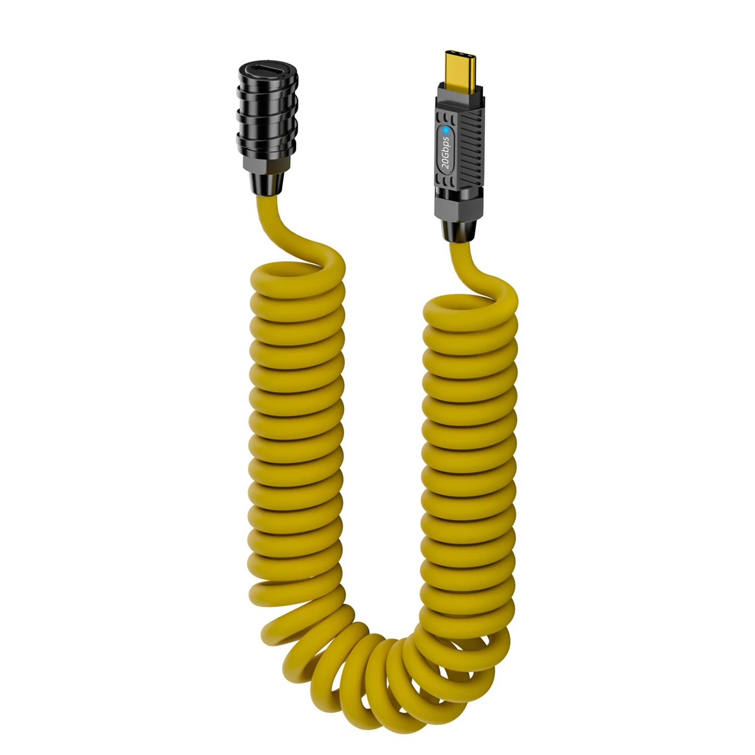 

Type-C Extension Spring Coiled Cable Support 20Gbps Data Transfer 8K@60Hz Display USB C 140W Charging Cord for Car Mobile Phone