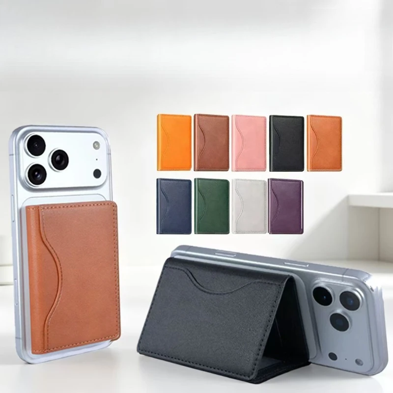 Magnetische PU-Leder-Brieftasche mit MagSafe für mehrere Karten (5 Kartenfächer), Aufbewahrungshülle und Ständer 2-in-1 für iPhone 18 17 16 15 14 13 12 Pro Max