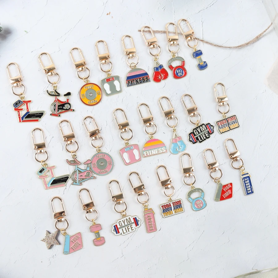 24-Piece Fitness-Themed Keychain Set description 3