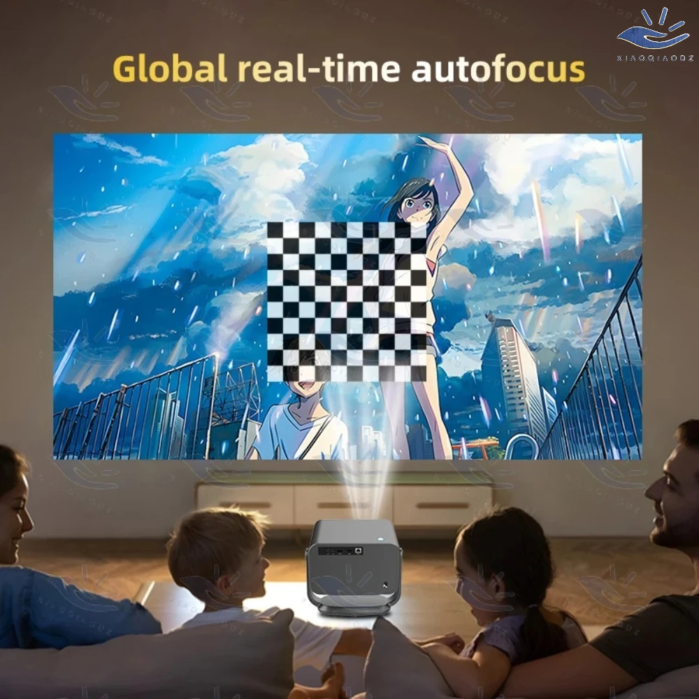 Projektor XIAOQIAODZ 4K Kino Domowe Smart LED 1080P Native Android Gry Wideo Telefon Kino Full HD Wifi BTEducate Automatyczny Fokus