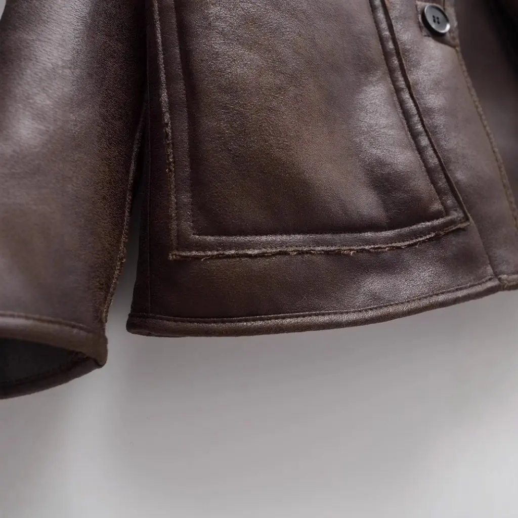 

Autumn Fashion Women's Double-Sided Imitation Leather Coat Simple Design Style Casual Jacket for Ladies