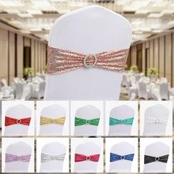 White Lycra Band Lvory BLack Single Layer Spandex Chair Sashes With Round Buckle Good Quality for Wedding Event