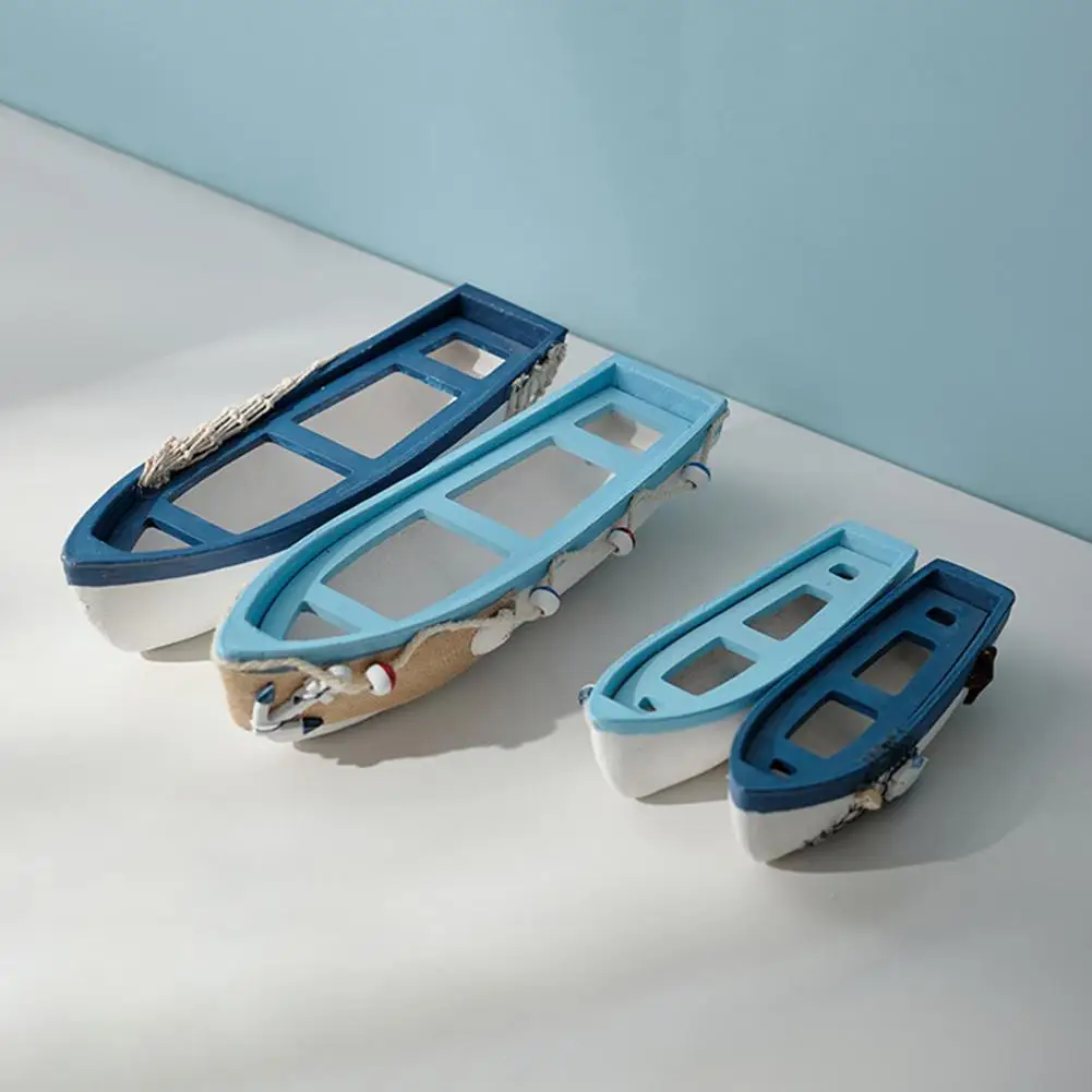 Mediterranean Wooden Boat Ornament Crafts Children's Room Office Home Decoration Wooden Sea Theme Home Decor