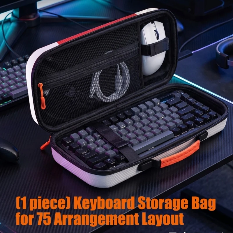 75% Layout Keyboard Storage Case with Carry Handle and Pocket 