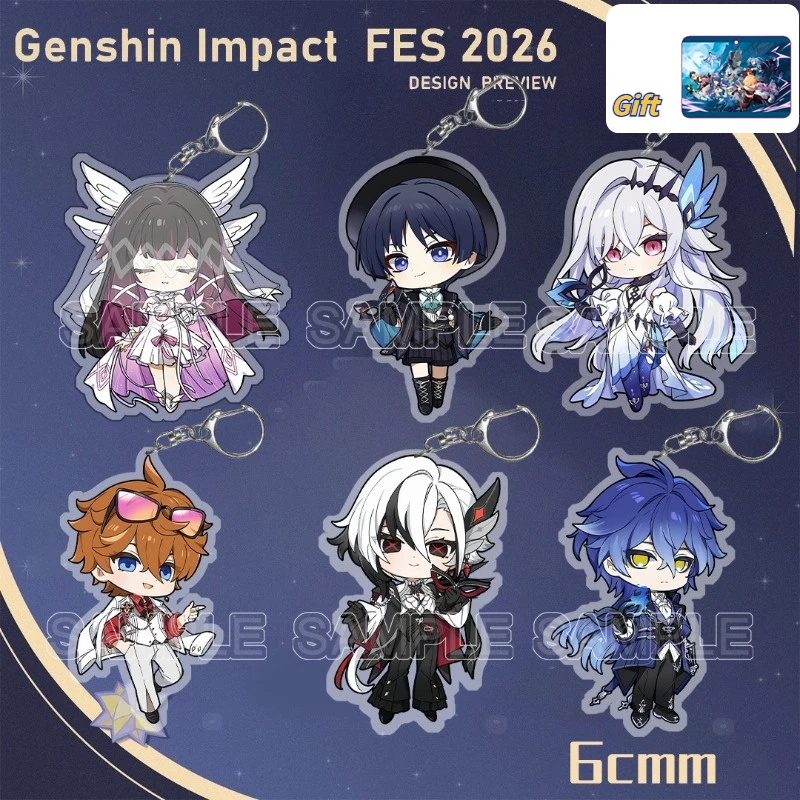 Genshin Impact FES 2026 Acrylic Figure Keychain 6CM Columbina Skirk Tartaglia Flins Arlecchino Wanderer Decoration Game Cosplay