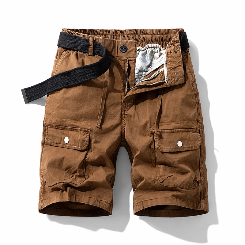 Mens Military Cargo Shorts Summer army green Cotton Shorts men Loose Multi-Pocket Shorts Homme Casual Bermuda Trousers 38