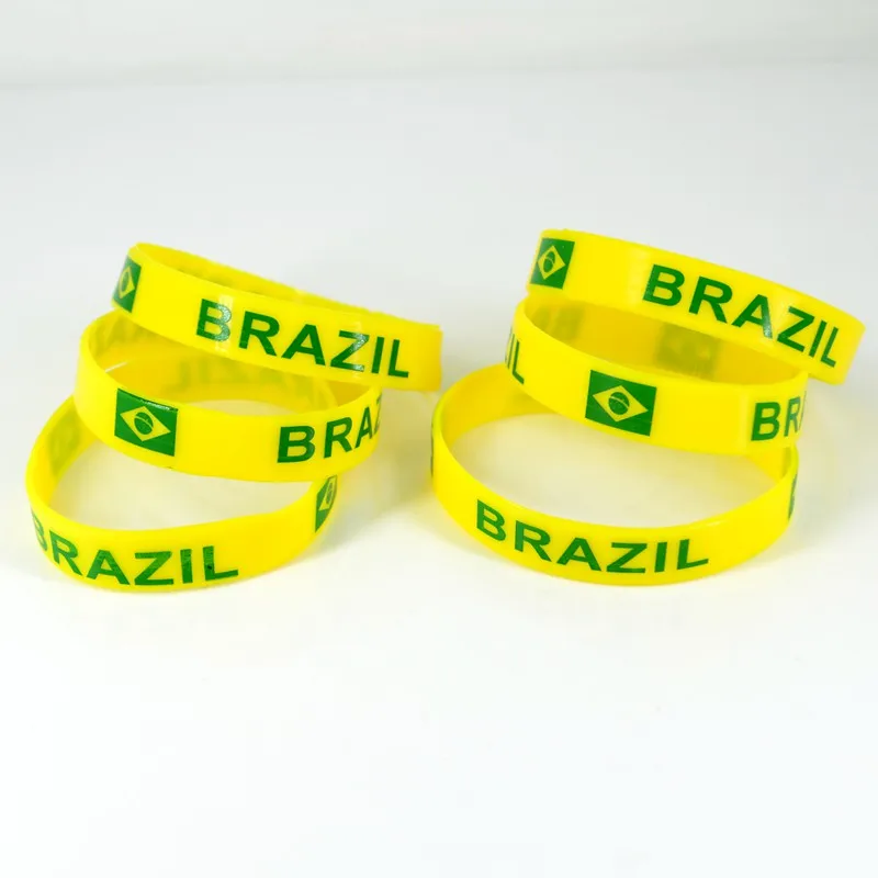 6x Brazil National Team Football Soccer Basketball Silicone Bracelet Bangle Wristband Sport Fashion Jewelry Party Gift