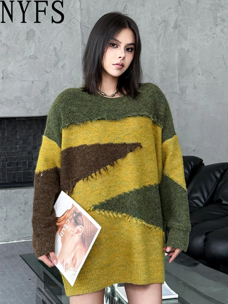 

NYFS New O-Neck Women Sweater Fashion Autumn Winter Street style Long Sleeve knitted Tops