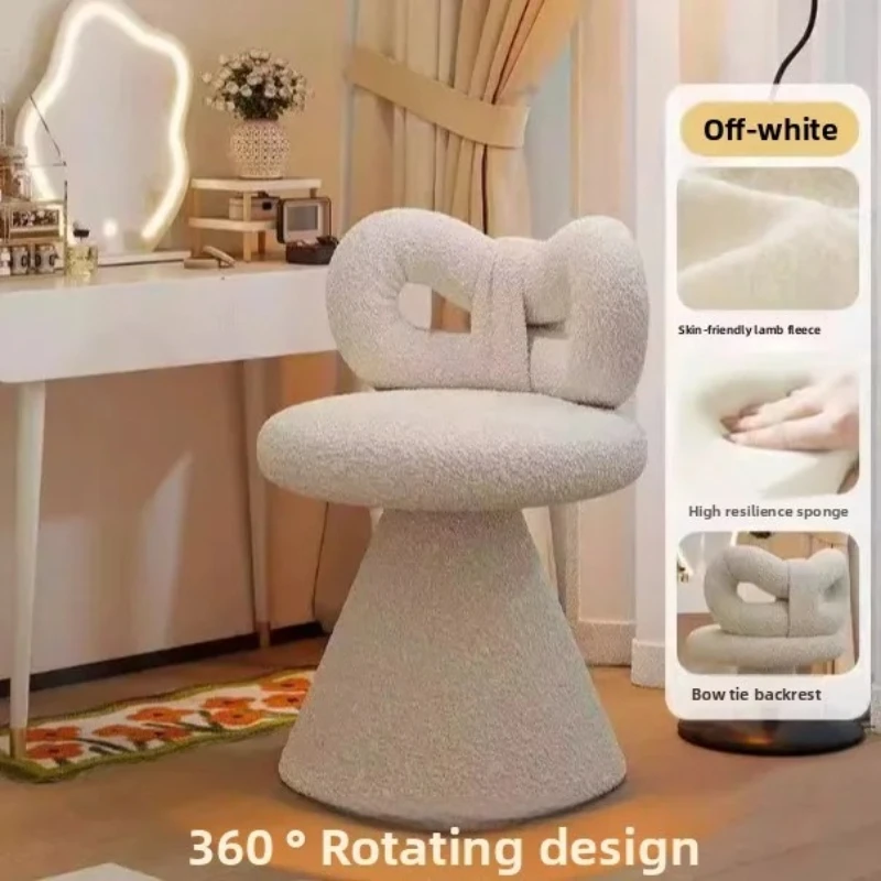 household bedroom ladies' dressing chair,commercial nail chair Makeup stool, rotatable cream style casual stool, bow chair stool