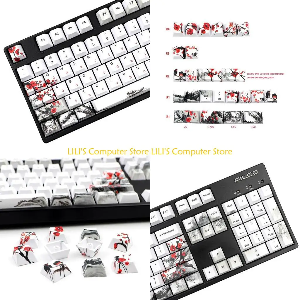 

A52B Механическая клавиатура Cherry Profile 128 клавиш DYE-Sub PBT Keycap Plum Blossom