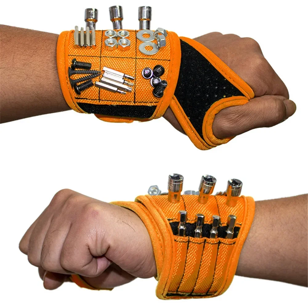 Magnetic Wristband with Strong Magnets Holds Nails Drill Bit Magnetic Bracelet Screw Wrist Holder Tool Storage for Electrician