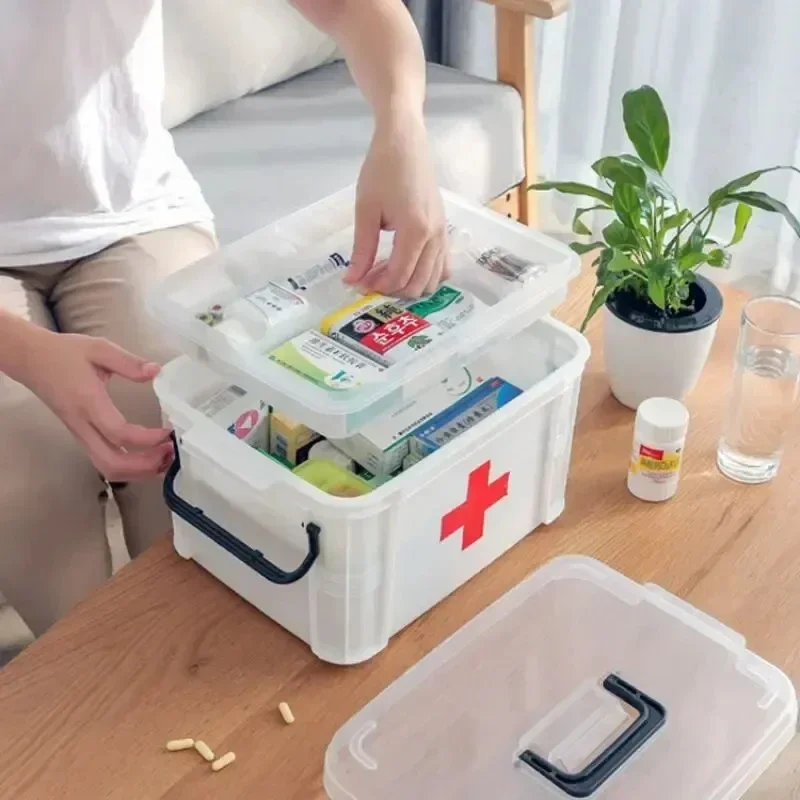 Portable First Aid Kit Medicine Storage Box Medical Kit Storage Organizer Household Double Layers Medicine Boxes Emergency Box