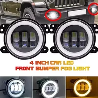 Faro LED para coche de 4 pulgadas, luz antiniebla LED de 30W con anillo de Halo blanco, luz DRL de Ojos de Ángel para Jeep Wrangler JK Dodge todoterreno