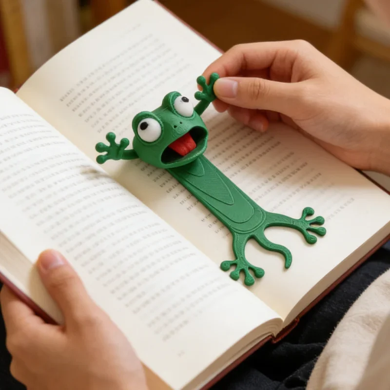 

Whimsical 3D Slouchy Frog Bookmark, Cute Cartoon Book Clip, Creative Stationery Single Piece