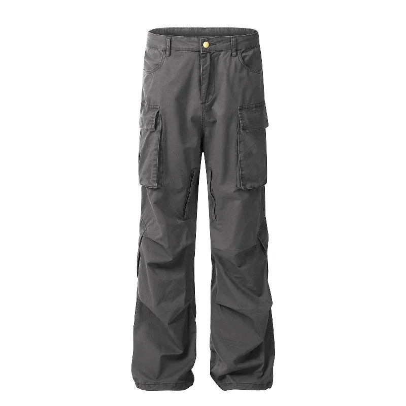 OR FL Retro Maillard 100 Cotton Women Cargo Trousers Trendy brand American Style Wide Leg Women's Baggy Slacks Solid Color Pants