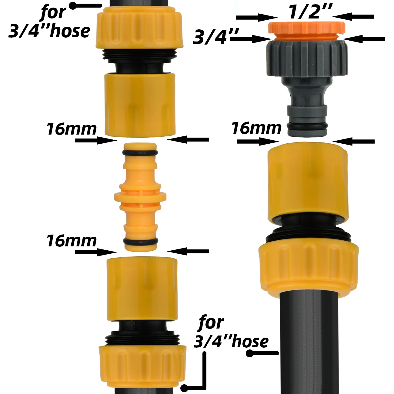 KESLA 6pc 3/4 1/2 inch Garden Hose Pipe Repair Connector Fitting Tubing Quick Connection for Drip Irrigation Watering Greenhouse