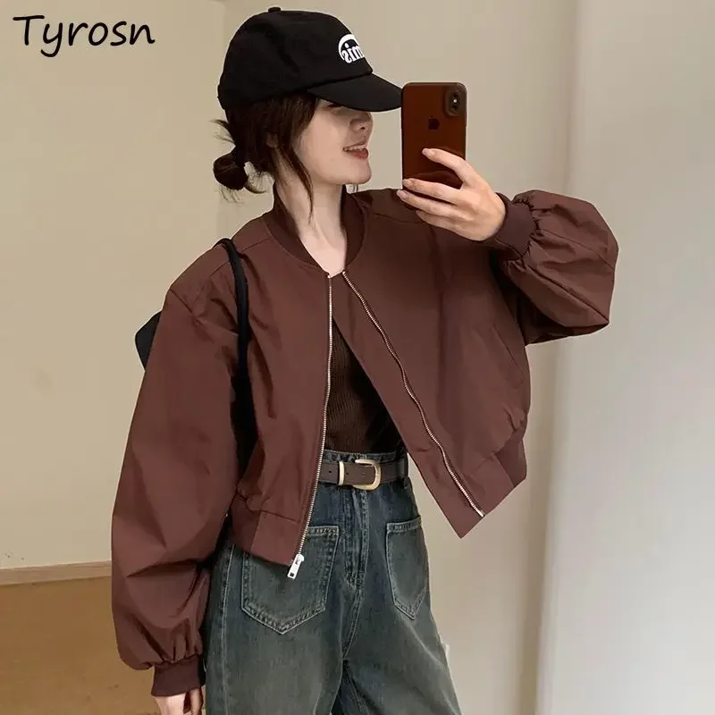 

Autumn Crop Jackets Women Vintage Fashion Loose Design Korean Female Zip Up Jacket Leisure All-match Chic Streetwear Chaquetas