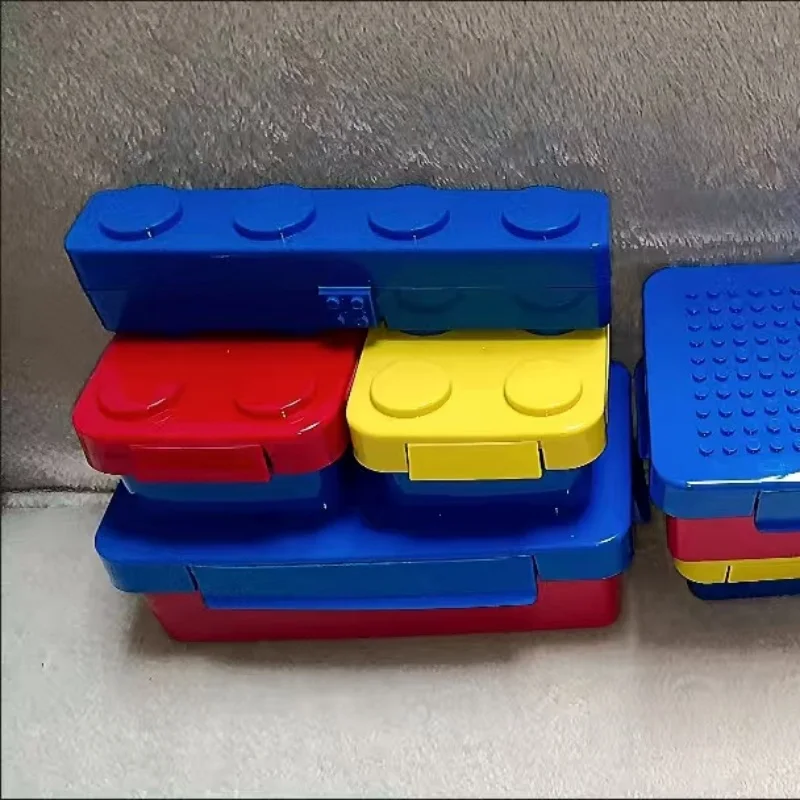 

Creative Funny Building Block Splicing Bento Box for Kids - Microwave Safe Plastic Food Storage Container for School Lunch