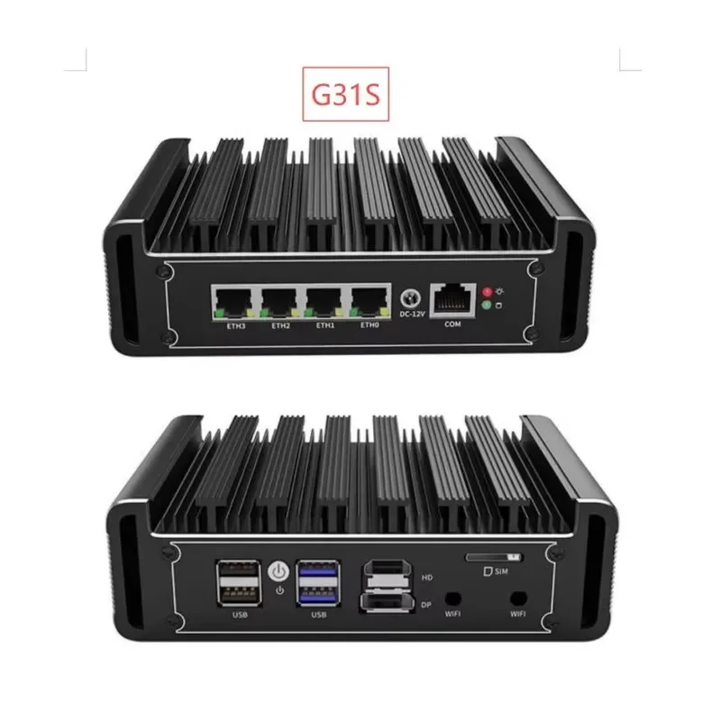 Wholesale MINI PC Celeron 6305 4Lan 2.5G DDR4 Fanless SATA SSD 4G WIFI BT Soft Router 64GB Mikrotik Industrial Computer