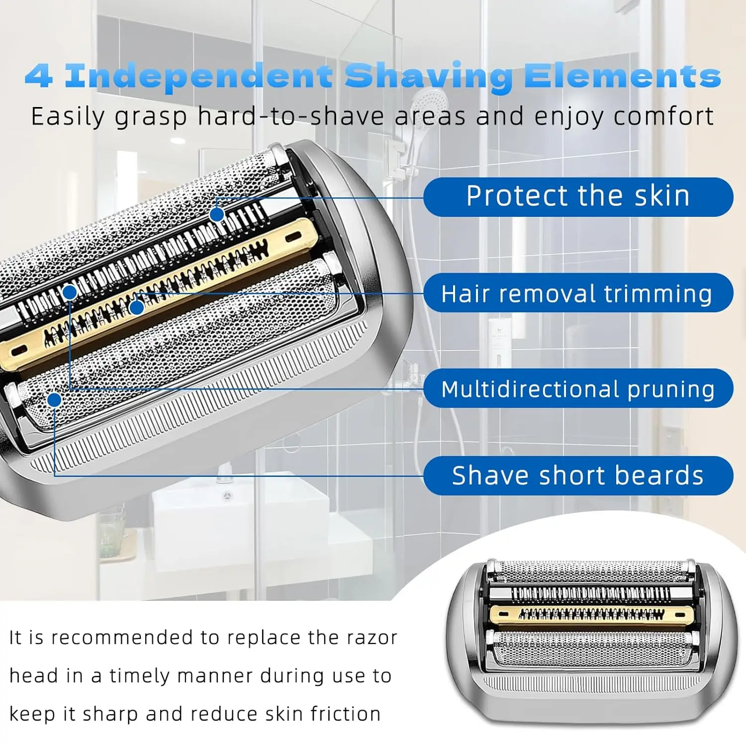 

Easy-to-remove razor blade head, quick replacement of knife net, easy to clean and easy to replace set