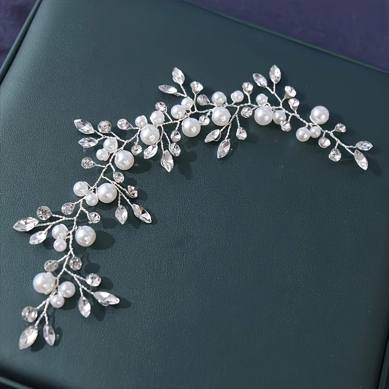 Crystal Pearl Hair Vine Headband Hairband For Women Party Bridal Wedding Hair Accessories Jewelry Vine Headband Hairband Gift