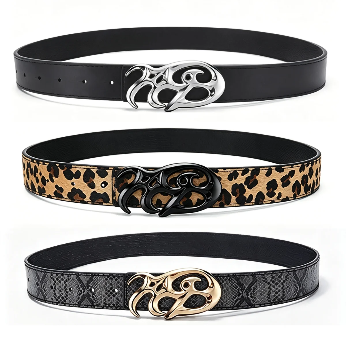New Y2K Reversible Hollow PU Unisex Punk Belt, Retro Irregular Alloy Buckle Waist Accessory, Ideal for Gifting & Daily Outfits
