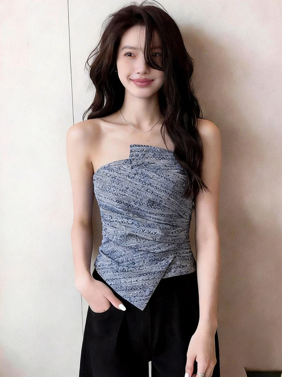 Elegant Wrap Chest Vest Women's Inner Wear Outerwear Summer Fashionable Slim Fit Sleeveless Beautiful Bustier Top