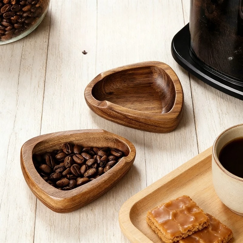Coffee bean weighing plate walnut meter coffee weighing bean plate dish measuring cup ship-type packing plate kitchen supplies