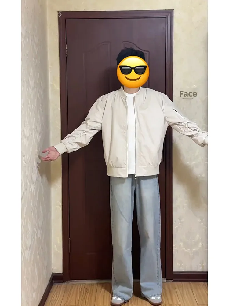 

Trendy Light Blue Straight Leg Men's Jeans Loose Fit Summer Waed Denim Pants High Street Sle Bell Bot Youth Faion