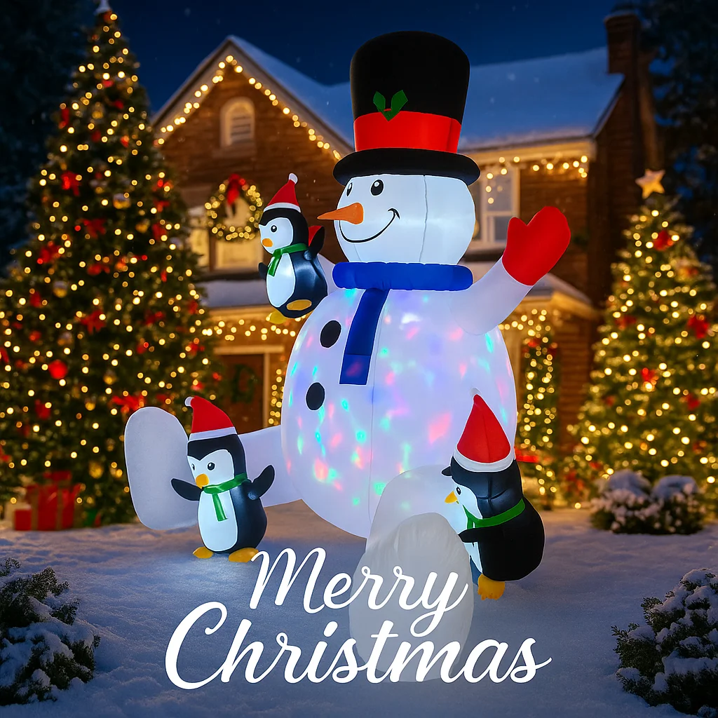 6,89 Fuß aufblasbares Spielzeug, LED-Leuchten, Schneemann, Pinguine, Weihnachtsdekoration für Hof, Weihnachtsbedarf, Heimdekoration, festliches Weihnachtsgeschenk
