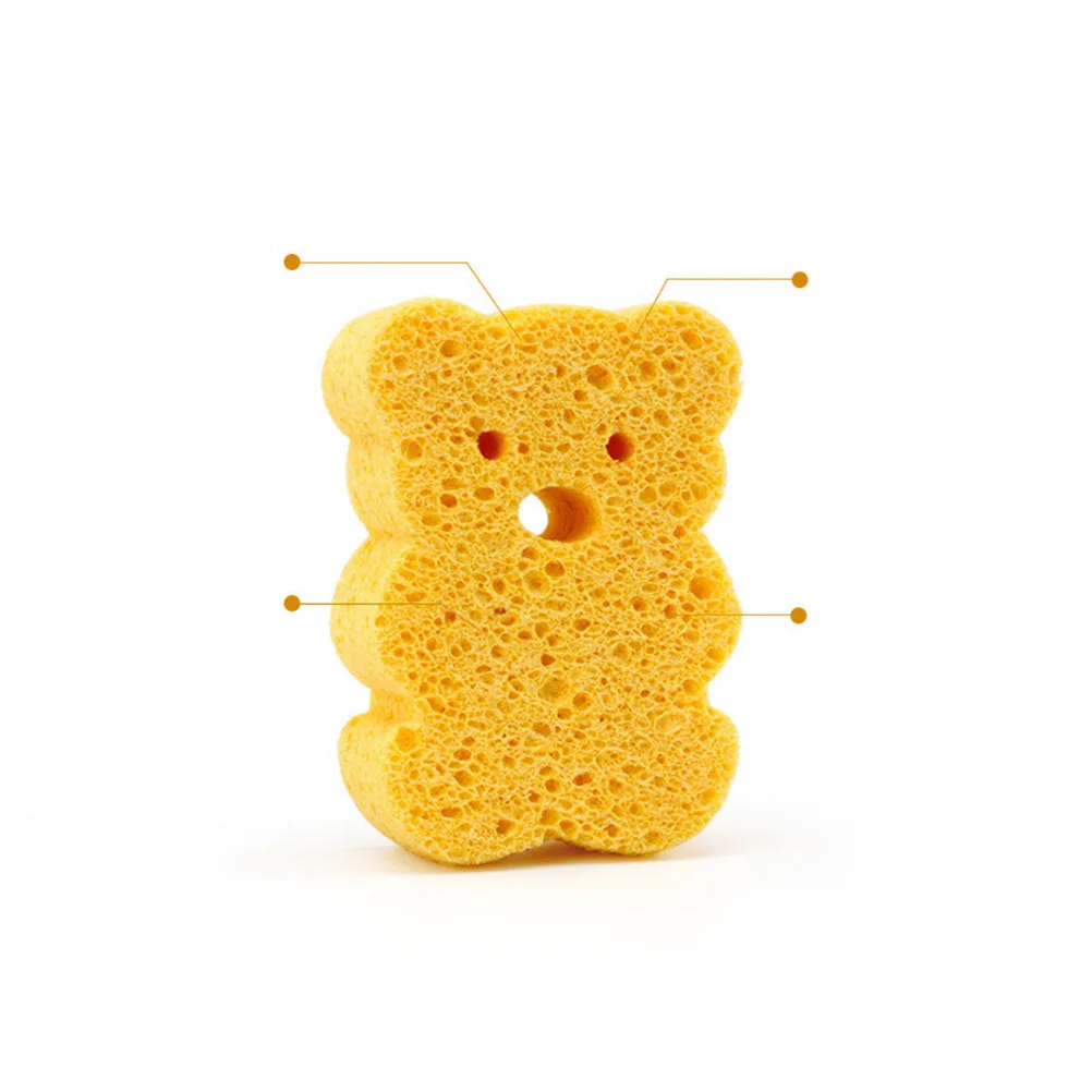 إسفنجة حمام للأطفال على شكل دب إسفنجة لب الخشب الطبيعي الناعمة المرنة للبشرة الحساسة للاستحمام المريح #3