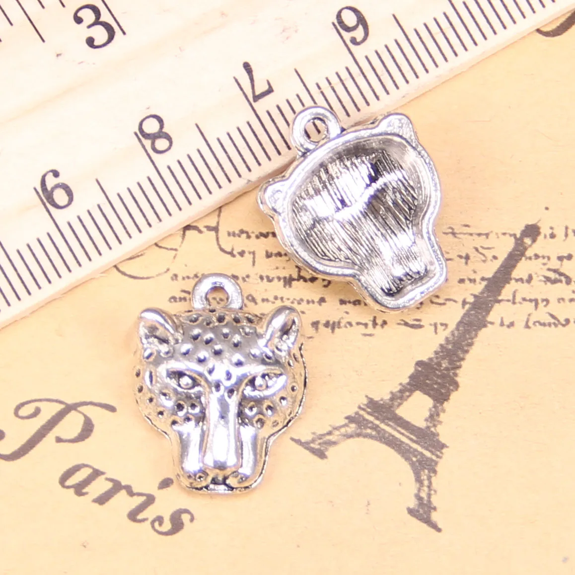 45pcs Charms For Jewelry Making panther leopard head 19x15mm Antique Silver Plated Pendants DIY Tibetan Silver Bracelet Necklace