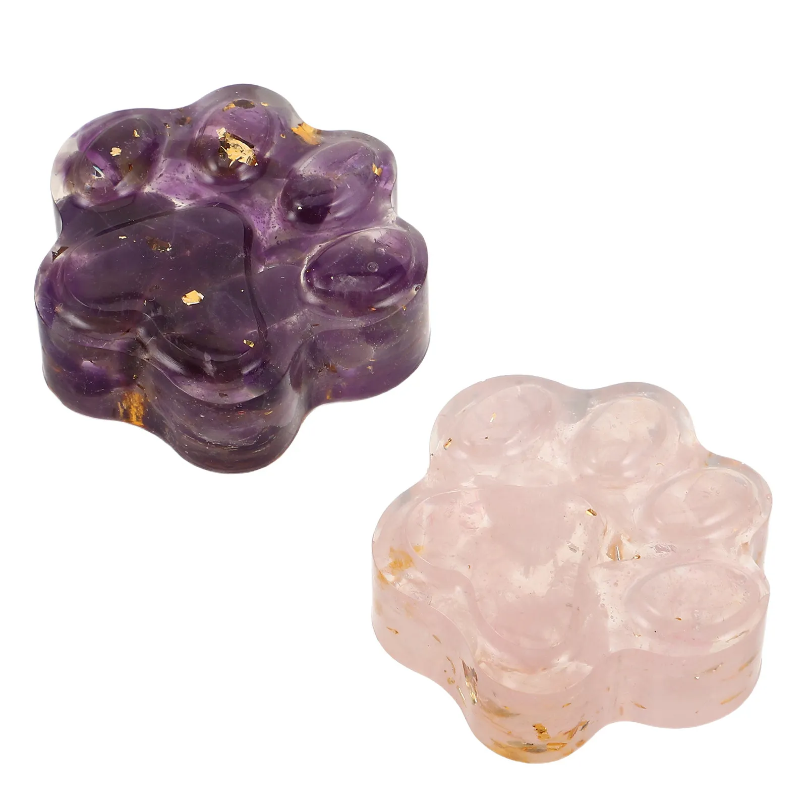 2Pcs Premium Amethyst Crystal Cat Paw Decoration Elegant Paw Memorial Stone Pocket-Sized Crystal Ornament for Living Room Office