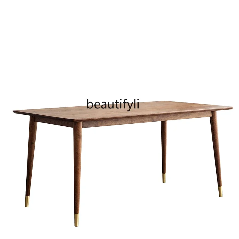 

North American black walnut log dining table Nordic solid wood rectangular dining table Modern strip table
