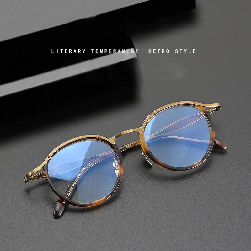 

New Oval Frame Titanium Acetate Fashion Glasses Frame Men Retro Optical Eyeglasses Myopia Reading Personalized Women Eye Glasses