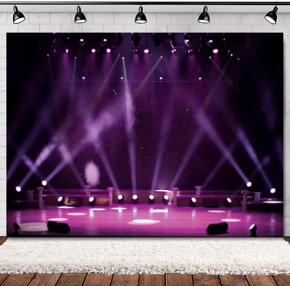 

Stage Spotlight Photography Backdrop Neon Lights Line Disco Concert Background Music Night Show Sing Dance Prom Party Decoration