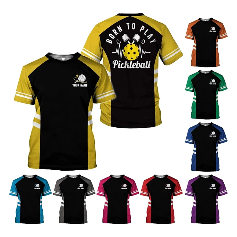 

Popular Sport Pickleball Customized Name T-shirt Men Women Personality Street Fashion Short Sleeve Breathable Tee Shirts Summer