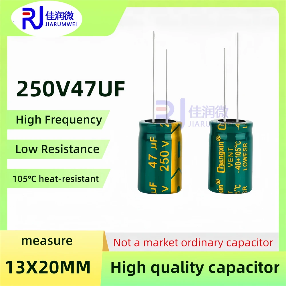 20pcs Original 250v47uf Low ESRImpedance High Frequency 250V 47UF Aluminum Electrolytic Capacitor 250V47UF Size 13X20MM