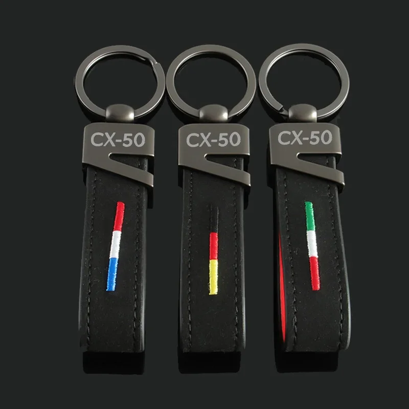 Suede For CX50 CX3 5 CX8 RX8 BT50 Atenza Axela Speed Protege Car Keychain Metal Buckle Keyring Accessories